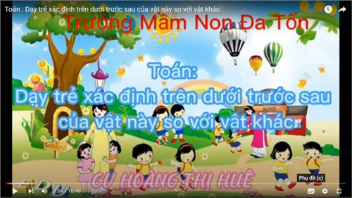 Dạy trẻ xác định phía trên, phía dưới, phía trước, phía sau của đối tượng khác - Giáo viên: Hoàng Thị Huê